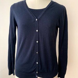 Malo Cardigan Twin Set Dark Navy Blue Classic 100% Cotton